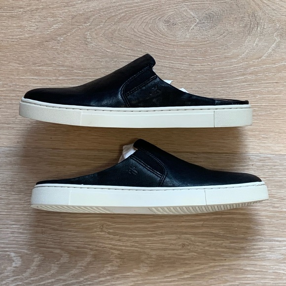 NWOT NEW RARE Frye Ivy Mule Slip-On Sneakers Black Italian Leather Size 7.5M - Picture 3 of 11